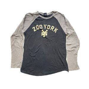 Zoo York Shirt Youth Large Black Gray Raglan Streetwear‎ Skater Pullover Boys